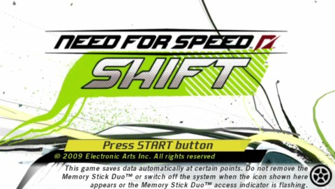 Need for Speed Shift title screen for PSP